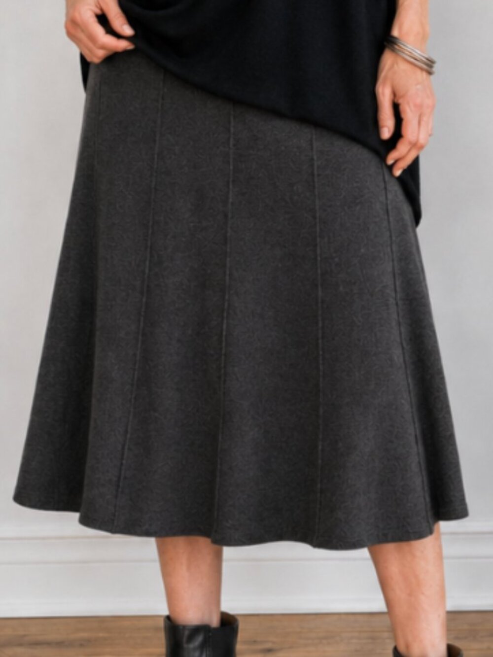 Eileen Fisher Merino Wool A-line Skirt Sz L Lagenlook Quiet Luxury Minimalist